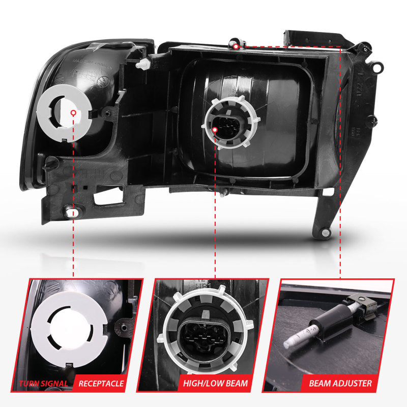 ANZO 1994-2001 Dodge Ram Crystal Headlights Black - Burkken Auto Parts