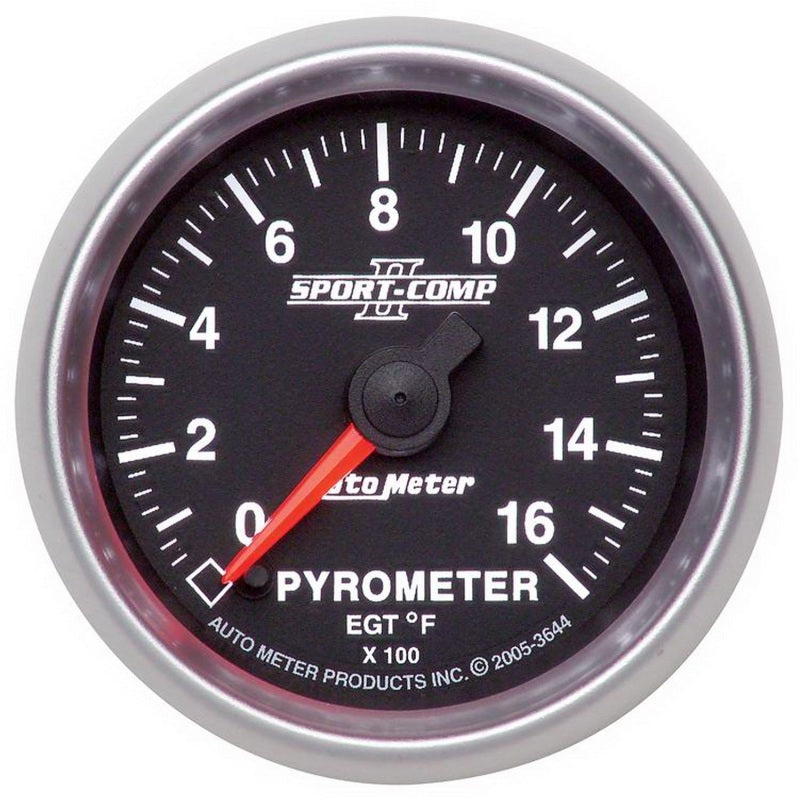 Autometer Sport-Comp II Full Sweep Electronic 52mm 0-1600 degree F Pyrometer Gauge - Burkken Auto Parts