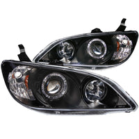 ANZO 2004-2005 Honda Civic Projector Headlights w/ Halo Black - Burkken Auto Parts