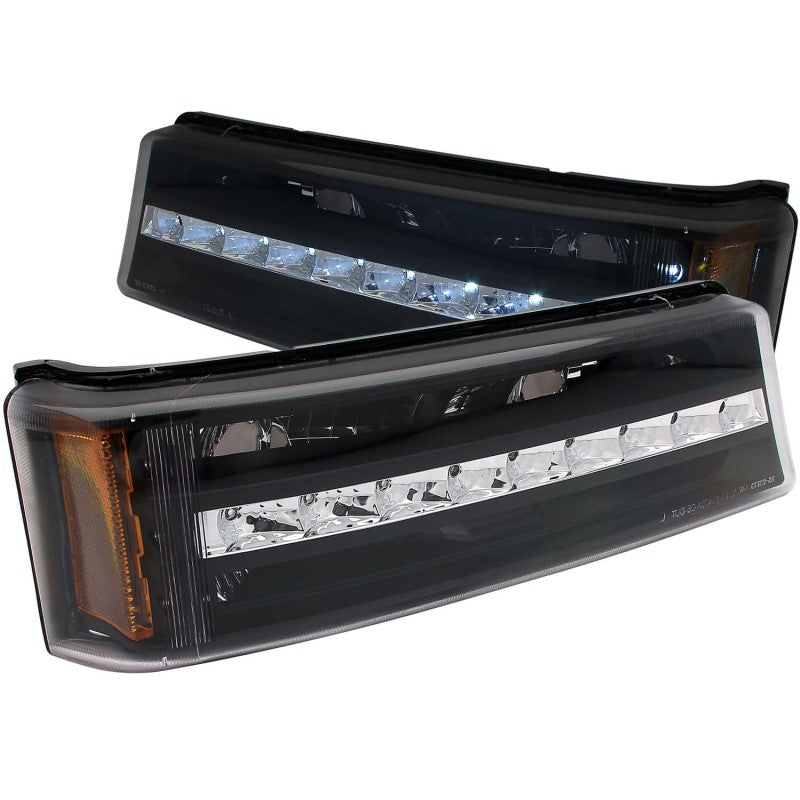 ANZO 2003-2006 Chevrolet Silverado 1500 LED Parking Lights Black w/ Amber Reflector - Burkken Auto Parts