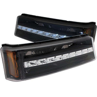ANZO 2003-2006 Chevrolet Silverado 1500 LED Parking Lights Black w/ Amber Reflector - Burkken Auto Parts