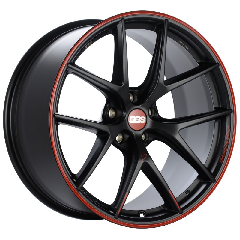 BBS CI-R Nurburgring Edition 20x10.5 5x120 ET35 Satin Black/Red Lip Wheel - 82mm PFS/Clip Req. - Burkken Auto Parts