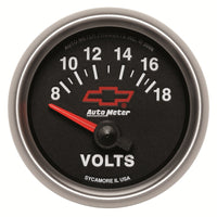 Autometer GM Bowtie Black 2-1/16 Voltmeter 8-18V - Burkken Auto Parts
