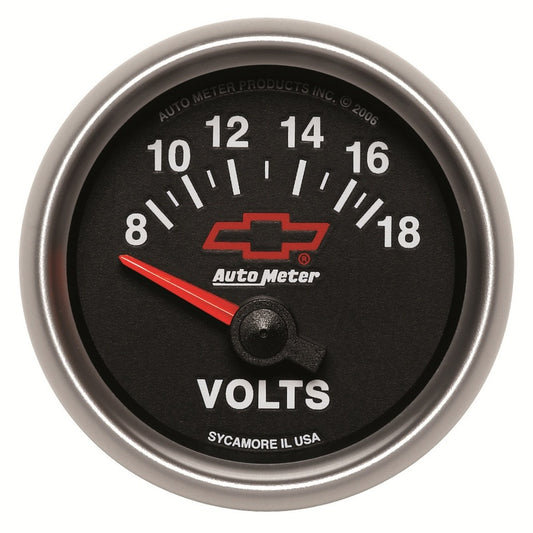 Autometer GM Bowtie Black 2-1/16 Voltmeter 8-18V - Burkken Auto Parts