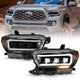ANZO 2016-2018 Toyota Tacoma LED Projector Headlights Plank Style Black w/ Amber - Burkken Auto Parts