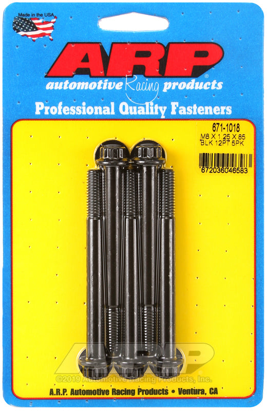 ARP M8 x 1.25 x 85 12pt Black Oxide Bolts (5/pkg) - Burkken Auto Parts