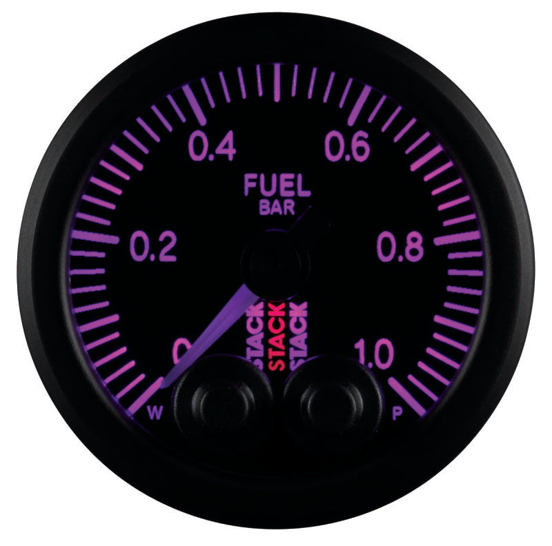 Autometer Stack 52mm 0-1 Bar M10 Male Pro-Control Fuel Pressure Gauge - Black - Burkken Auto Parts