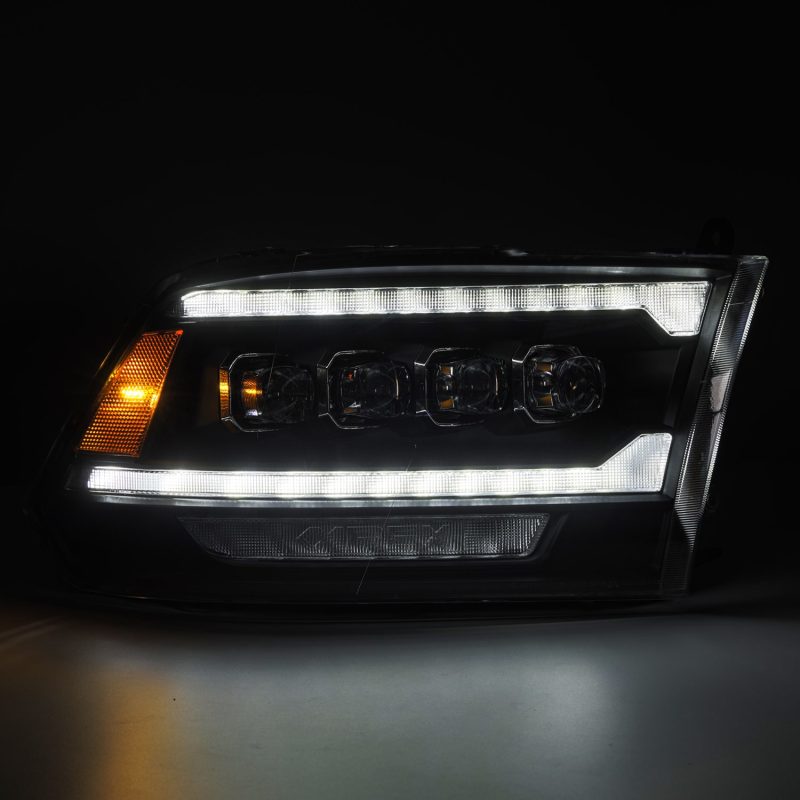 AlphaRex 09-18 Dodge Ram 2500 NOVA LED Proj Headlights Plank Style Design Black w/ Activation Light - Burkken Auto Parts