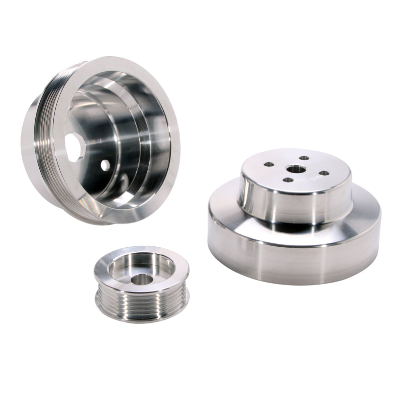 BBK 88-95 GM Truck 4.3 5.0 5.7 Underdrive Pulley Kit - Lightweight CNC Billet Aluminum (3pc) - Burkken Auto Parts
