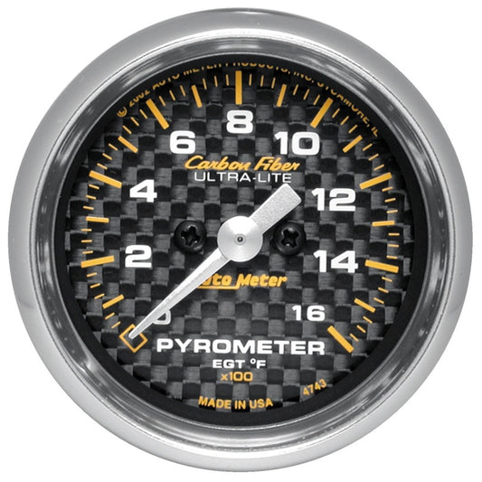 Autometer Carbon Fiber 52mm 1600 Deg F Electronic EGT Gauge Kit - Burkken Auto Parts