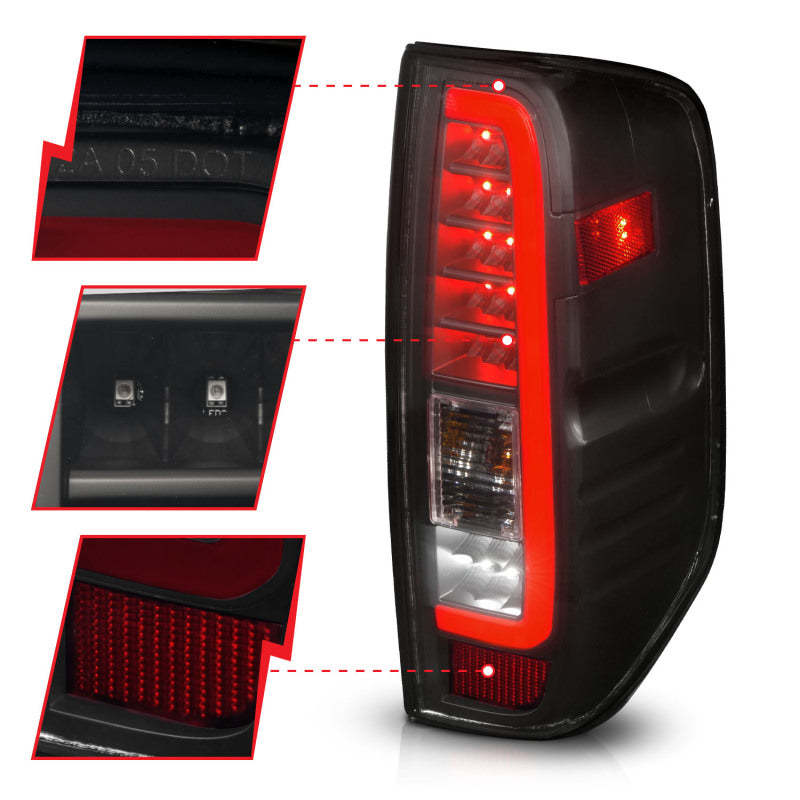 ANZO 2005-2021 Nissan Frontier LED Taillights Black Housing/Smoke Lens - Burkken Auto Parts