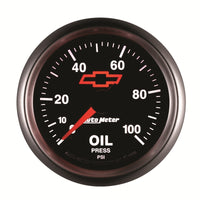 Autometer GM Bowtie Black 2-1/16in 0-100 PSI Oil Pressure - Stepper Motor - Burkken Auto Parts