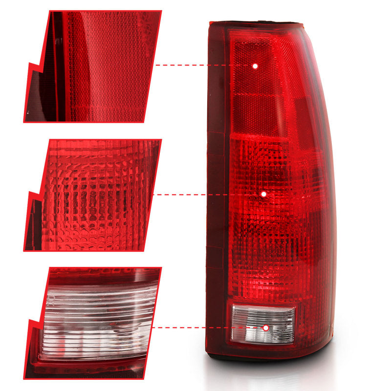 ANZO 1988-1999 Chevy C1500 Taillight Red/Clear Lens w/ Circuit Board(OE Replacement) - Burkken Auto Parts