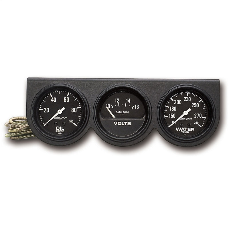 Autometer Autogage 66.7mm Mech 0-100PSI/0-16Volts/130-280 Deg F Oil Press/Volt/Water Temp Gauge - Burkken Auto Parts