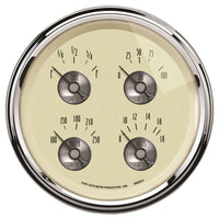 AutoMeter Gauge Quad 5in. 0 Ohm(e) to 90 Ohm(f) Elec Prestige Antq. Ivory - Burkken Auto Parts