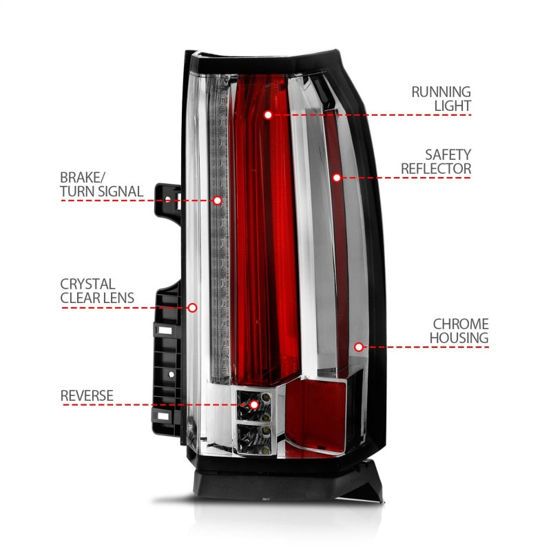 ANZO 2015-2017 Chevrolet Suburban/Tahoe LED Taillights Chrome - Burkken Auto Parts