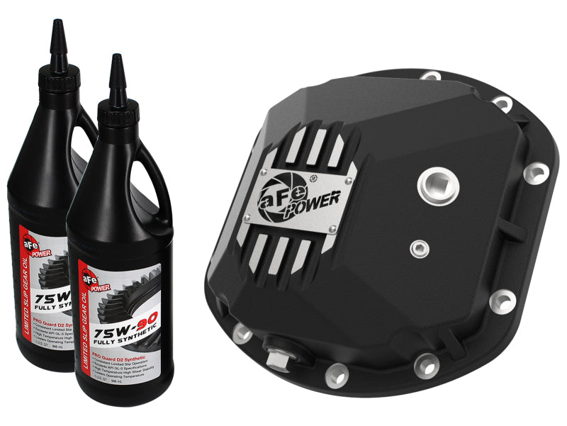 aFe 97-18 Jeep Wrangler TJ/JK Dana 30 Street Series Diff Cover w/ Machined Fins & Gear Oil - Black - Burkken Auto Parts