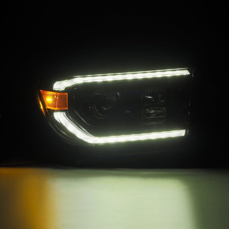 AlphaRex 07-13 Toyota Tundra / 08-17 Sequoia LUXX-Series LED Proj HL Blk w/Actv Lgt Seq. Sig + DRL - Burkken Auto Parts