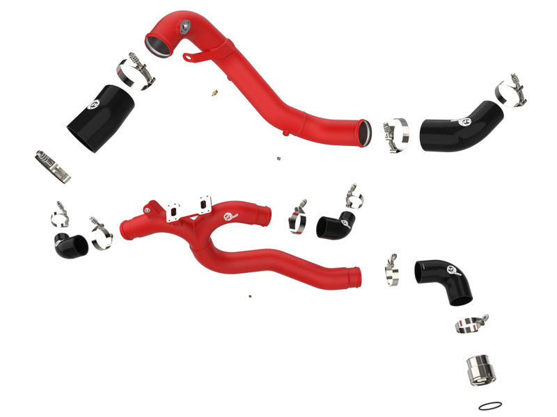 AFE 18-21 Kia Stinger V6-3.3L BladeRunner Alum Hot/Cold Charge Pipe Kit Red - Burkken Auto Parts