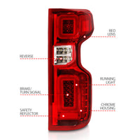 ANZO 19-21 Chevy Silverado Full LED Taillights Chrome Housing Red/Clear Lens G2 (w/C light Bars) - Burkken Auto Parts