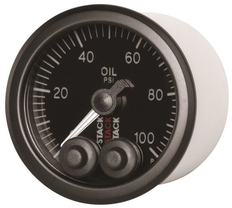 Autometer Stack Instruments Pro Control 52mm 0-100 PSI Oil Pressure Gauge - Black (1/8in NPTF Male) - Burkken Auto Parts