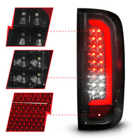ANZO 15-21 Chevrolet Colorado Full LED Tail Lights w/ Red Lightbar Black Housing Smoke Lens - Burkken Auto Parts