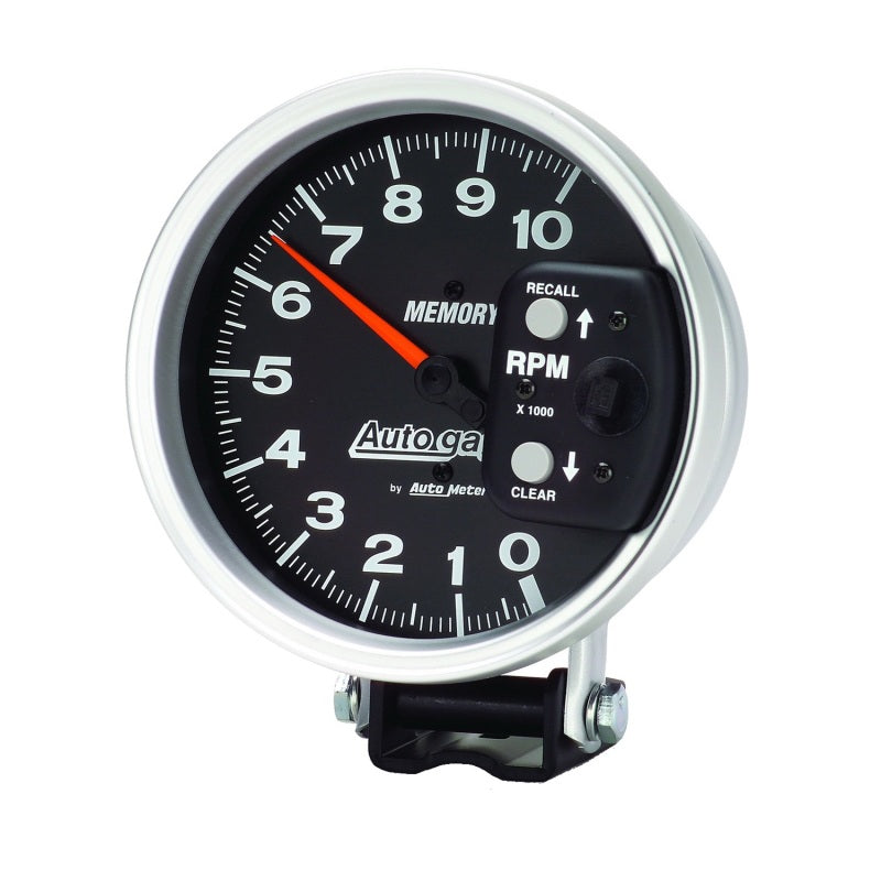 Autometer 5 inch 10,000 RPM w/ Peak Memory Pedestal Tachometer Auto Gauge - Black - Burkken Auto Parts