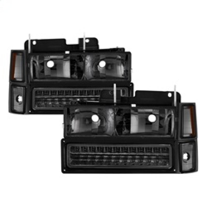 xTune 92-94 Blazer Full Size Corner/LED Bumper Headlights Smoke HD-JH-CCK88-LED-AM-SM-SET - Burkken Auto Parts
