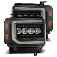 AlphaRex 14-18 GMC Sierra NOVA LED Proj Headlights Plank Style Black w/Activ Light/Seq Signal/DRL - Burkken Auto Parts
