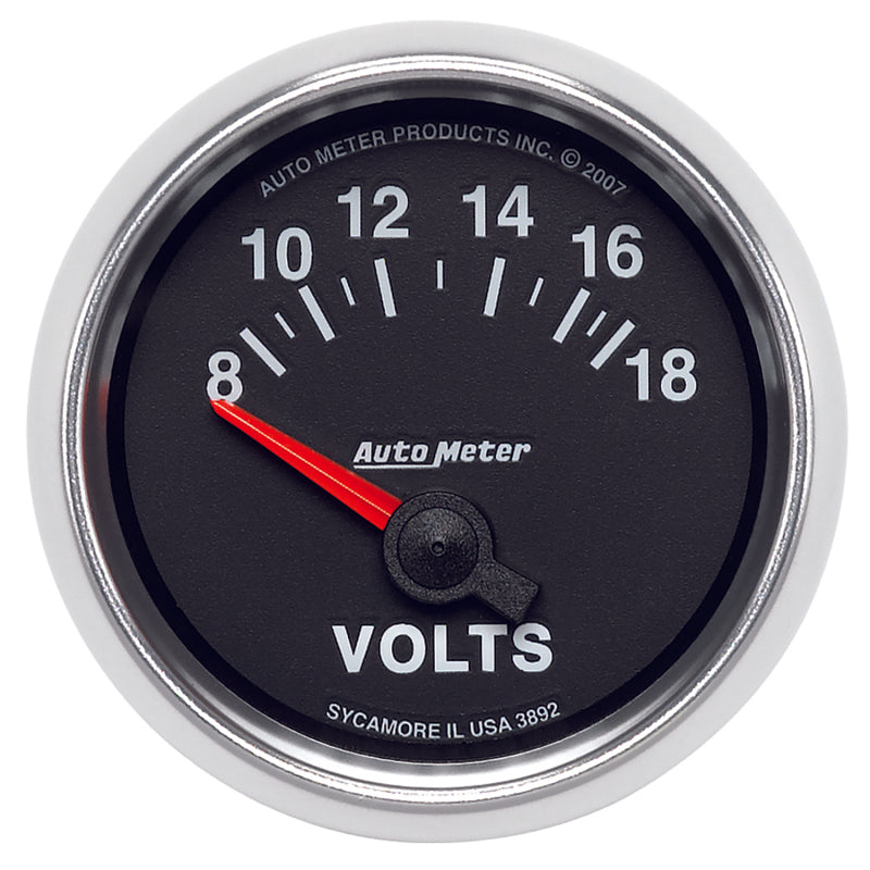Autometer GS 52mm 8-18 Volts Short Sweep Electronic Voltmeter Gauge - Burkken Auto Parts