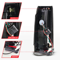 ANZO 88-99 Chevy/GMC C/K1500/2500/3500 Full LED Light Tube Taillights Black Housing Clear Lens - Burkken Auto Parts