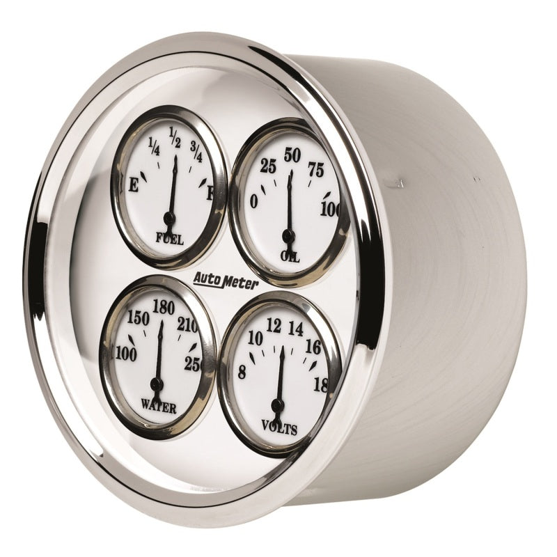 AutoMeter Gauge Quad 5in. 0 Ohm(e) to 90 Ohm(f)Elec Old Tyme White II - Burkken Auto Parts