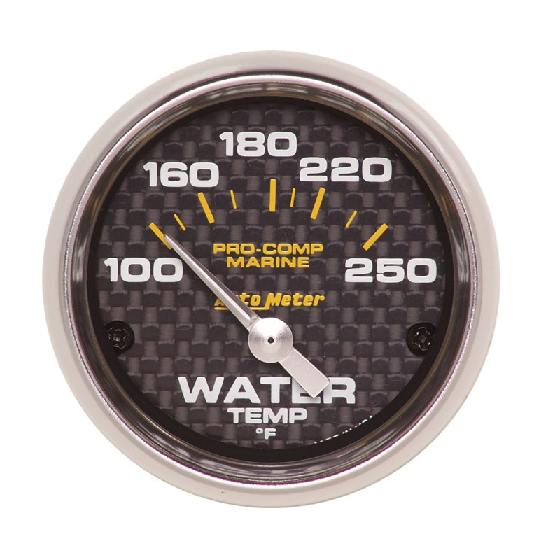 Autometer Marine Carbon Fiber Ultra-Lite 2-1/16in 100-250 Degrees Electric Water Temperature Gauge - Burkken Auto Parts