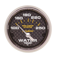 Autometer Marine Carbon Fiber Ultra-Lite 2-1/16in 100-250 Degrees Electric Water Temperature Gauge - Burkken Auto Parts