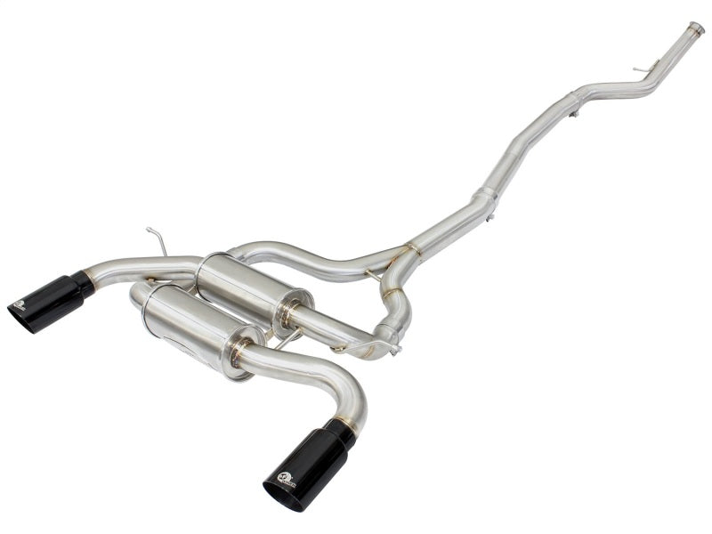 aFe MACHForce XP SS-304 Black Tip 2.5in Dia Cat Back Exhaust 12-14 BMW 335i (F30) 3.0L (t) - Burkken Auto Parts