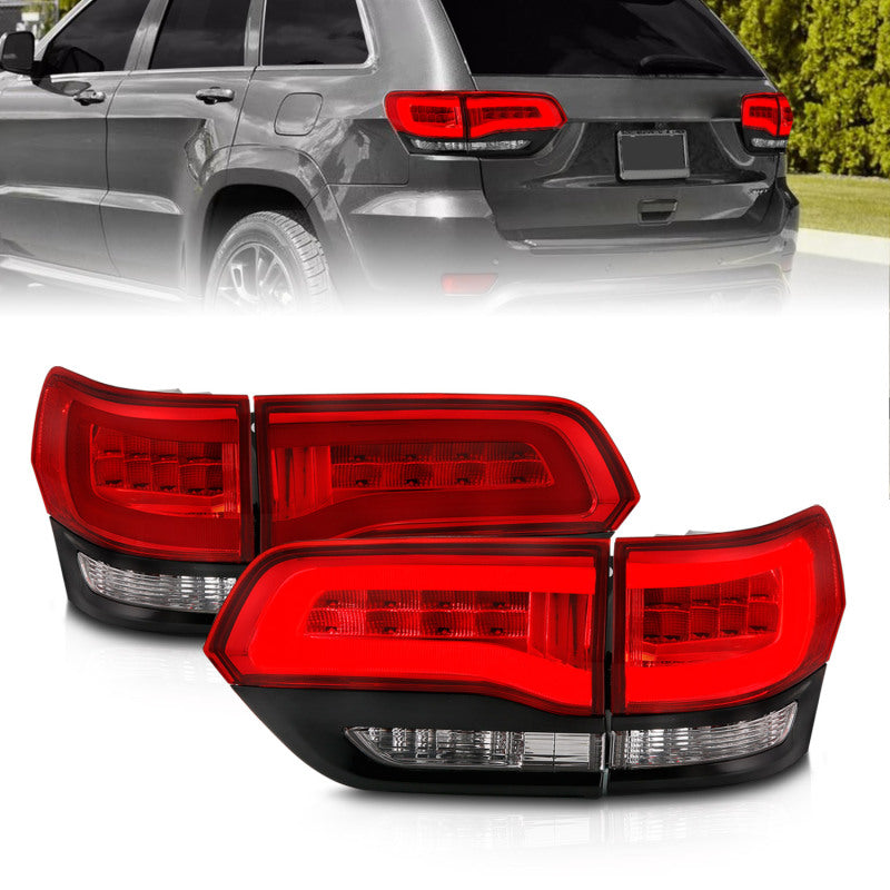 ANZO 2014-2016 Jeep Grand Cherokee LED Taillights Red/Clear - Burkken Auto Parts