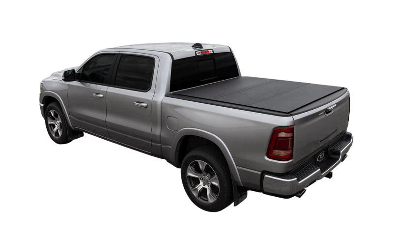 Access LOMAX Alum Tri-Fold Cover w/Split Rails BK Urethane Finish 19-20 Dodge Ram-5ft 7in w/o RamBox - Burkken Auto Parts
