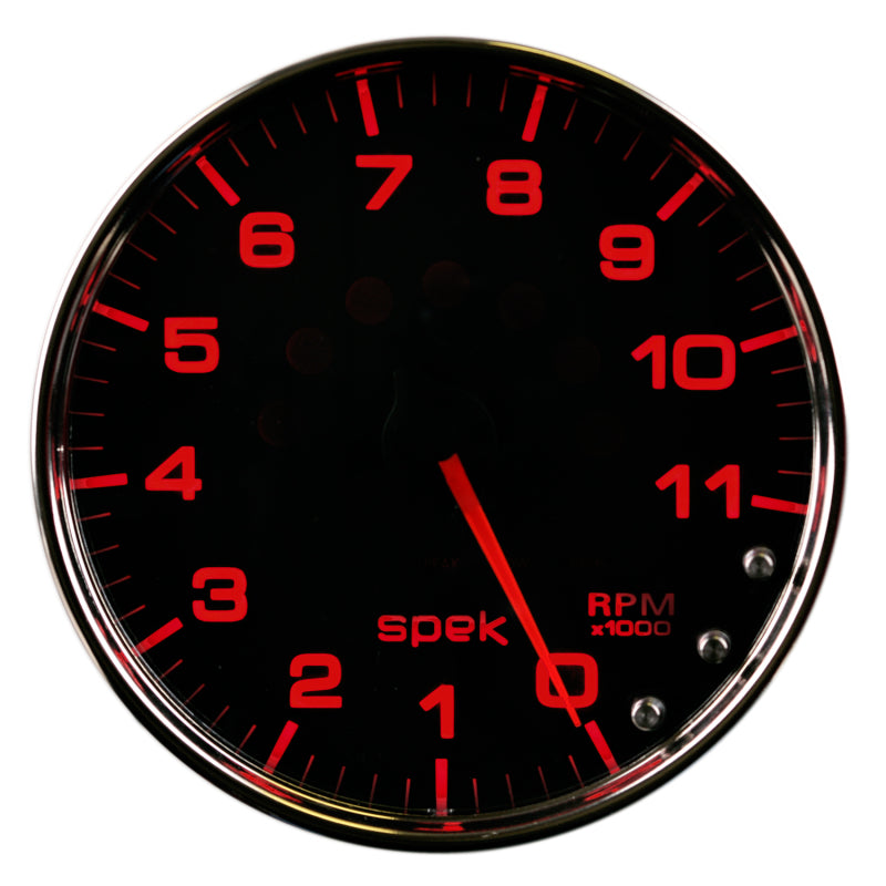 Autometer Spek-Pro Gauge Tachometer 5in 11K Rpm W/Shift Light & Peak Mem Black/Chrome - Burkken Auto Parts