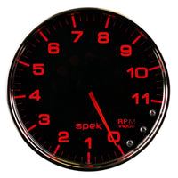 Autometer Spek-Pro Gauge Tachometer 5in 11K Rpm W/Shift Light & Peak Mem Black/Chrome - Burkken Auto Parts