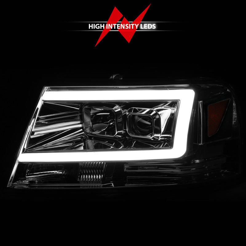 ANZO 2004-2008 Ford  F-150 Projector Headlights w/ Light Bar Chrome Housing - Burkken Auto Parts