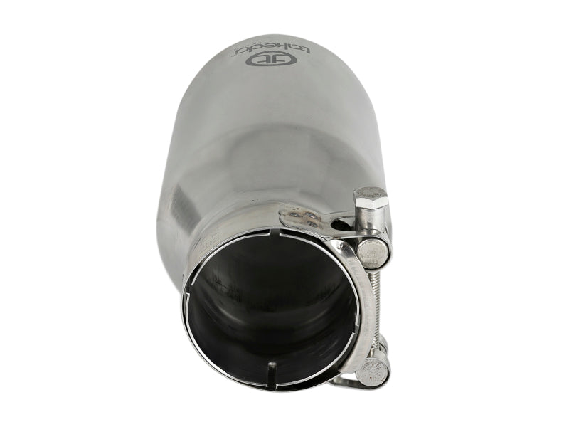 aFe Takeda 304 Stainless Steel Clamp-On Exhaust Tip 2.5in. Inlet / 4in. Outlet / 8in. L - Polished - Burkken Auto Parts