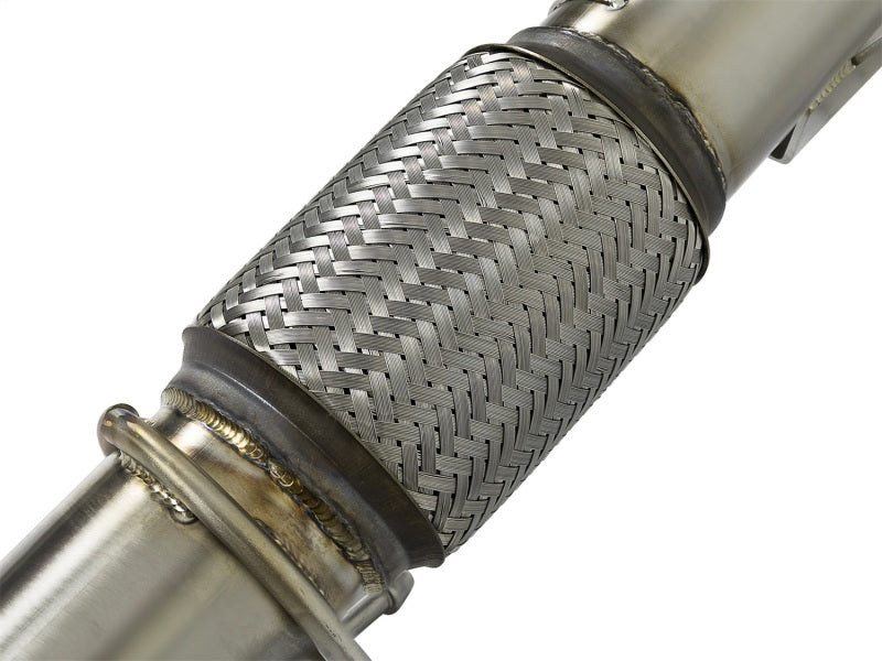 aFe Twisted Steel 3in. 304 SS Catted Series Downpipe 16-18 Ford Focus RS I4-2.3L (t) - Burkken Auto Parts
