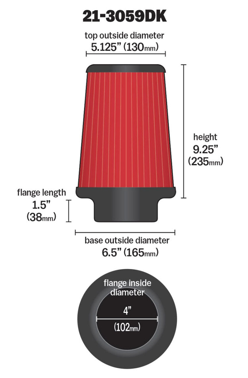 AEM 4 in x 9 in x 1 in Dryflow Element Filter - Burkken Auto Parts