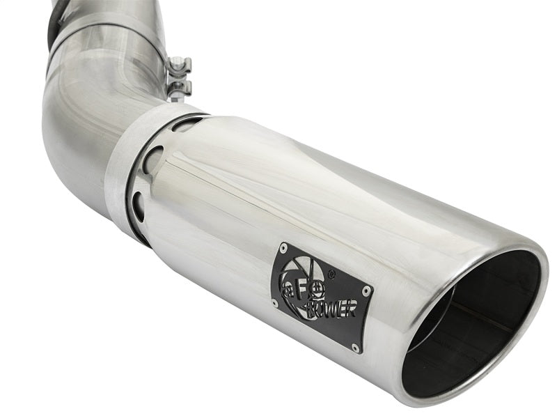aFe LARGE BORE HD 5in 409-SS DPF-Back Exhaust w/Polished Tip 2017 GM Duramax V8-6.6L (td) L5P - Burkken Auto Parts