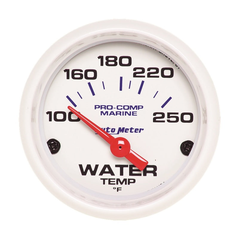 Autometer Marine White Gauge 2-1/16in Electric Water Temperature Gauge 100-250 Deg F - Burkken Auto Parts