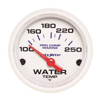 Autometer Marine White Gauge 2-1/16in Electric Water Temperature Gauge 100-250 Deg F - Burkken Auto Parts