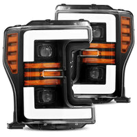 AlphaRex 17-19 Ford F-250 SD PRO-Series Proj Headlights Plank Style Black w/Activ Light/Seq Signal - Burkken Auto Parts