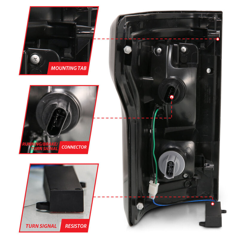 ANZO 2015-2017 Ford F-150 LED Taillights Black - Burkken Auto Parts
