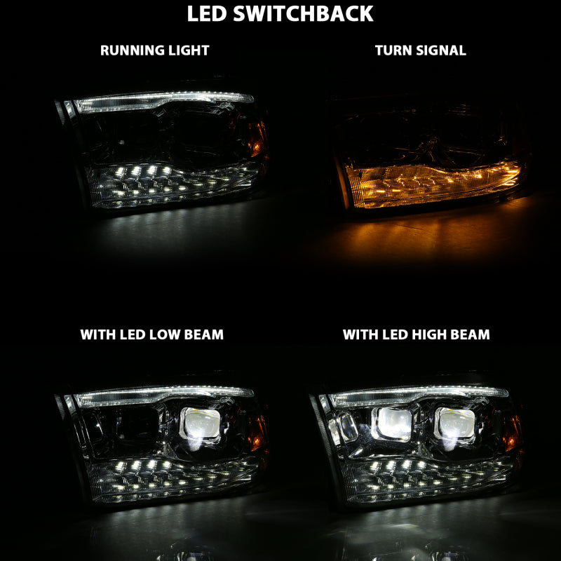 ANZO 2009-2018 Dodge Ram 1500 Led Projector Plank Style Switchback H.L Halo Chrome Amber (OE Style) - Burkken Auto Parts