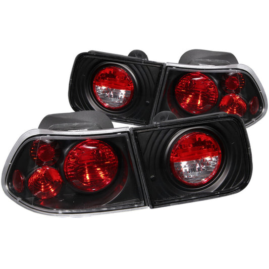 ANZO 1996-2000 Honda Civic Coupe Taillights Black - Burkken Auto Parts